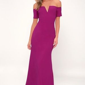 LULUs Lynne Magenta Off-the-Shoulder Maxi Dress XL
